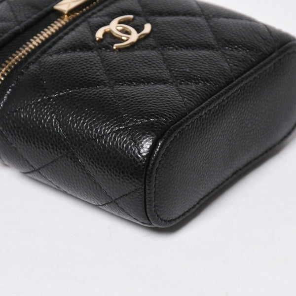 新品同様品 CHANEL シャネル スモールヴァニティーケース ショルダーバッグ キャビアスキン ブラック ゴールド金具 31番台 中古 4a009243