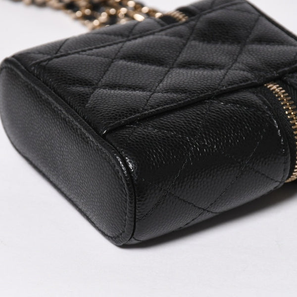 新品同様品 CHANEL シャネル スモールヴァニティーケース ショルダーバッグ キャビアスキン ブラック ゴールド金具 31番台 中古 4a009243