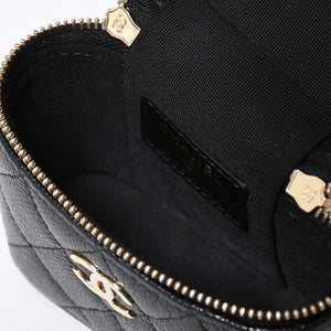 新品同様品 CHANEL シャネル スモールヴァニティーケース ショルダーバッグ キャビアスキン ブラック ゴールド金具 31番台 中古 4a009243