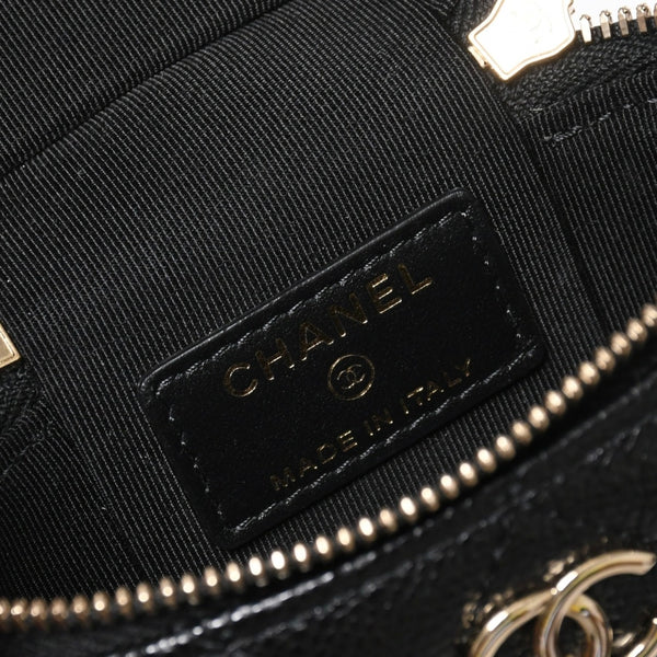 新品同様品 CHANEL シャネル スモールヴァニティーケース ショルダーバッグ キャビアスキン ブラック ゴールド金具 31番台 中古 4a009243