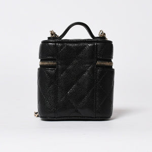 新品同様品 CHANEL シャネル スモールヴァニティーケース ショルダーバッグ キャビアスキン ブラック ゴールド金具 31番台 中古 4a009243
