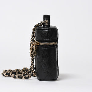 新品同様品 CHANEL シャネル スモールヴァニティーケース ショルダーバッグ キャビアスキン ブラック ゴールド金具 31番台 中古 4a009243