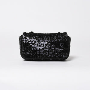 極美品 CHANEL シャネル ショルダーバッグ ミニマトラッセ ムーンライト オン ウォーター スパンコール ブラック 15番台 中古 4a009148