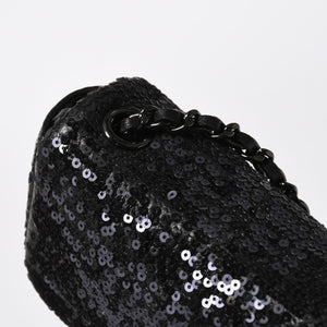 極美品 CHANEL シャネル ショルダーバッグ ミニマトラッセ ムーンライト オン ウォーター スパンコール ブラック 15番台 中古 4a009148