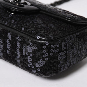 極美品 CHANEL シャネル ショルダーバッグ ミニマトラッセ ムーンライト オン ウォーター スパンコール ブラック 15番台 中古 4a009148