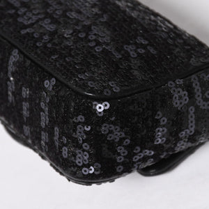 極美品 CHANEL シャネル ショルダーバッグ ミニマトラッセ ムーンライト オン ウォーター スパンコール ブラック 15番台 中古 4a009148