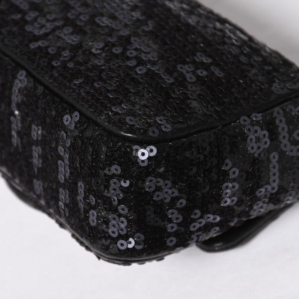 極美品 CHANEL シャネル ショルダーバッグ ミニマトラッセ ムーンライト オン ウォーター スパンコール ブラック 15番台 中古 4a009148