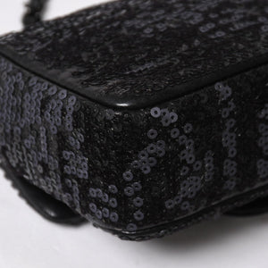 極美品 CHANEL シャネル ショルダーバッグ ミニマトラッセ ムーンライト オン ウォーター スパンコール ブラック 15番台 中古 4a009148