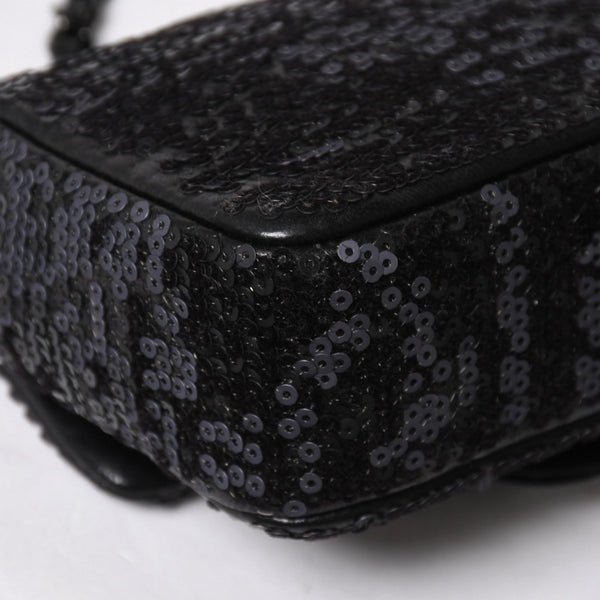 極美品 CHANEL シャネル ショルダーバッグ ミニマトラッセ ムーンライト オン ウォーター スパンコール ブラック 15番台 中古 4a009148