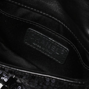 極美品 CHANEL シャネル ショルダーバッグ ミニマトラッセ ムーンライト オン ウォーター スパンコール ブラック 15番台 中古 4a009148
