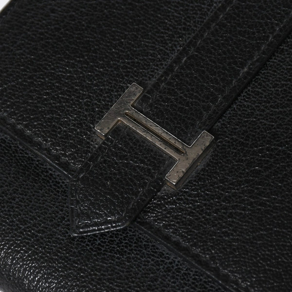 Very good condition HERMES Behan Recto Verso Bifold Wallet □N stamp Chevre Black Silver hardware Used 4a009068