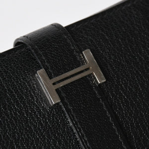 Very good condition HERMES Behan Recto Verso Bifold Wallet □N stamp Chevre Black Silver hardware Used 4a009068