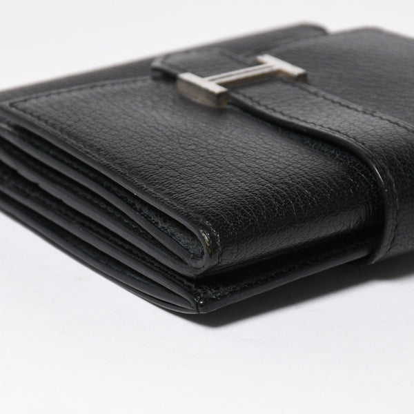 Very good condition HERMES Behan Recto Verso Bifold Wallet □N stamp Chevre Black Silver hardware Used 4a009068