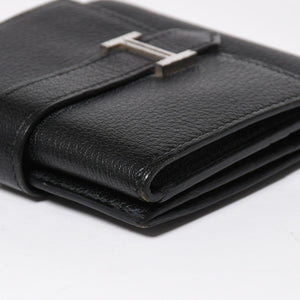 Very good condition HERMES Behan Recto Verso Bifold Wallet □N stamp Chevre Black Silver hardware Used 4a009068