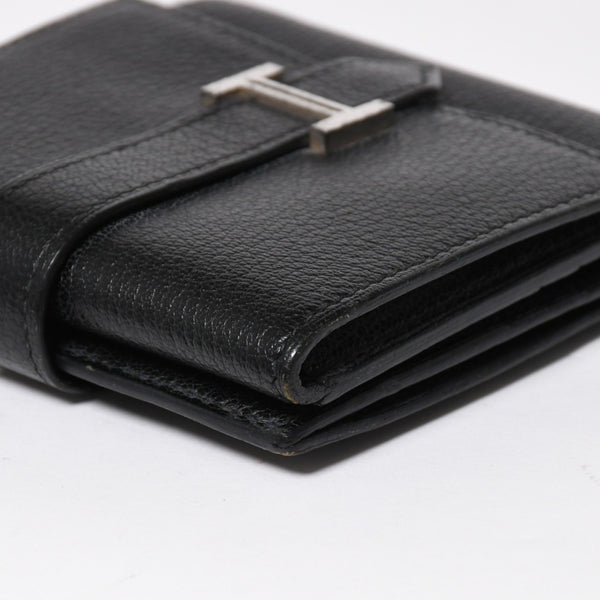Very good condition HERMES Behan Recto Verso Bifold Wallet □N stamp Chevre Black Silver hardware Used 4a009068