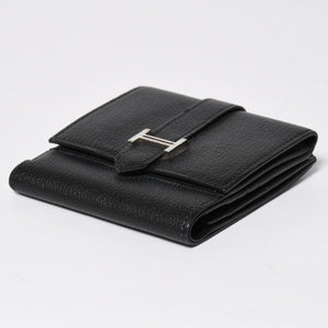 Very good condition HERMES Behan Recto Verso Bifold Wallet □N stamp Chevre Black Silver hardware Used 4a009068