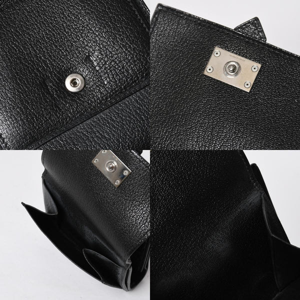 Very good condition HERMES Behan Recto Verso Bifold Wallet □N stamp Chevre Black Silver hardware Used 4a009068