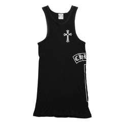 CHROME HEARTS Tank Top Sleeveless Black White Side Vertical Logo FUCK YOU Ribbed Tank Top Size M Good Condition Used 4a001478