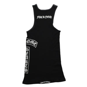 CHROME HEARTS Tank Top Sleeveless Black White Side Vertical Logo FUCK YOU Ribbed Tank Top Size M Good Condition Used 4a001478