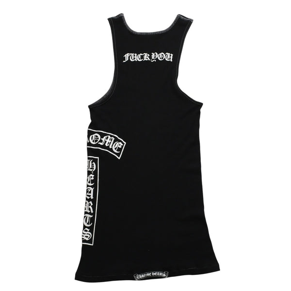 CHROME HEARTS Tank Top Sleeveless Black White Side Vertical Logo FUCK YOU Ribbed Tank Top Size M Good Condition Used 4a001478