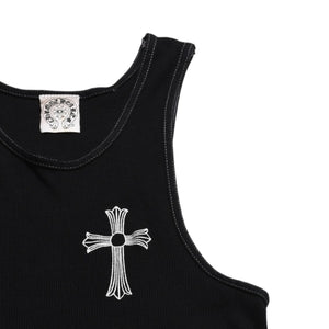 CHROME HEARTS Tank Top Sleeveless Black White Side Vertical Logo FUCK YOU Ribbed Tank Top Size M Good Condition Used 4a001478
