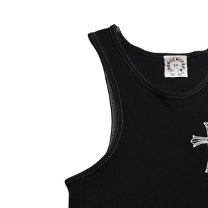 CHROME HEARTS Tank Top Sleeveless Black White Side Vertical Logo FUCK YOU Ribbed Tank Top Size M Good Condition Used 4a001478