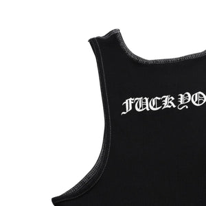 CHROME HEARTS Tank Top Sleeveless Black White Side Vertical Logo FUCK YOU Ribbed Tank Top Size M Good Condition Used 4a001478
