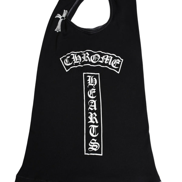 CHROME HEARTS Tank Top Sleeveless Black White Side Vertical Logo FUCK YOU Ribbed Tank Top Size M Good Condition Used 4a001478