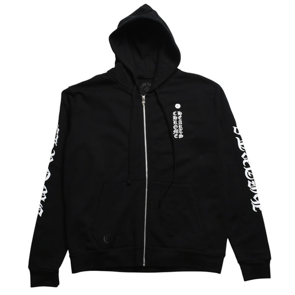 New and unused CHROME HEARTS Logo zip up hoodie Dagger zip Cotton Silver 925 Black White Size M Used 4a009260