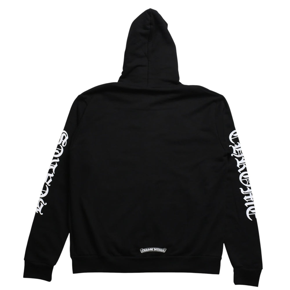 新品未使用 CHROME HEARTS クロムハーツ ロゴジップアップパーカー ダガージップ コットン シルバー925 ブラック ホワイト サイズM 中古 4a009260