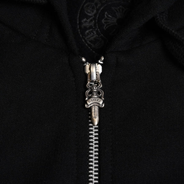 New and unused CHROME HEARTS Logo zip up hoodie Dagger zip Cotton Silver 925 Black White Size M Used 4a009260