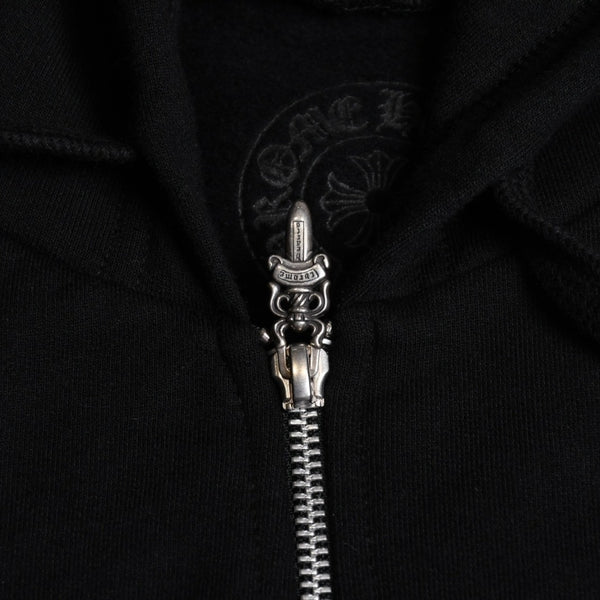 New and unused CHROME HEARTS Logo zip up hoodie Dagger zip Cotton Silver 925 Black White Size M Used 4a009260
