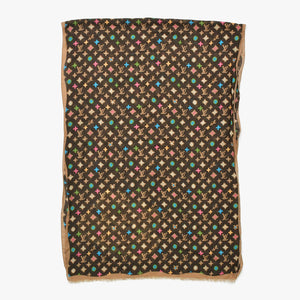 極美品 LOUIS VUITTON ルイヴィトン タイラーザクリエイター モノグラム クレイジーストール 24SS M79794 ブラウン マルチカラー 中古 4a009258