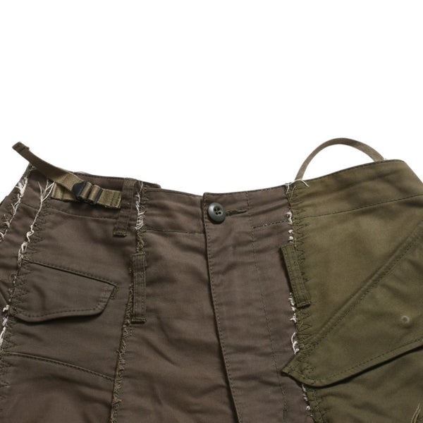 極美品 JUNYA WATANABE ジュンヤ ワタナベ 06FW 再構築スカート JR-S010 サイズS ミリタリー パッチワーク カーキ 中古 4a009315