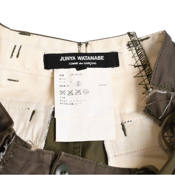 極美品 JUNYA WATANABE ジュンヤ ワタナベ 06FW 再構築スカート JR-S010 サイズS ミリタリー パッチワーク カーキ 中古 4a009315