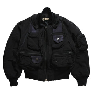 極美品 ISSEY MIYAKE MEN イッセイミヤケメン 96AW パラシュートカーゴボンバージャケット ブラック ネイビー サイズM 中古 4a009365