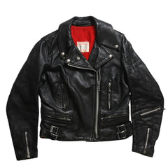 LEWIS LEATHERS ルイスレザーズ ライトニング ダブルライダースジャケット ブラック レッド AVIAKITタグ シルバー金具 良品 中古 4a009466