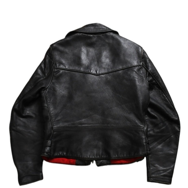 LEWIS LEATHERS ルイスレザーズ ライトニング ダブルライダースジャケット ブラック レッド AVIAKITタグ シルバー金具 良品 中古 4a009466
