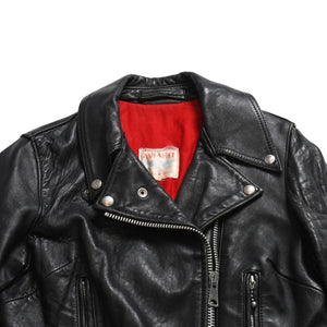 LEWIS LEATHERS ルイスレザーズ ライトニング ダブルライダースジャケット ブラック レッド AVIAKITタグ シルバー金具 良品 中古 4a009466