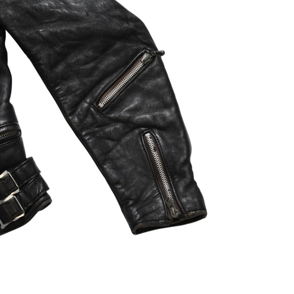 LEWIS LEATHERS ルイスレザーズ ライトニング ダブルライダースジャケット ブラック レッド AVIAKITタグ シルバー金具 良品 中古 4a009466