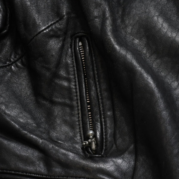 LEWIS LEATHERS ルイスレザーズ ライトニング ダブルライダースジャケット ブラック レッド AVIAKITタグ シルバー金具 良品 中古 4a009466