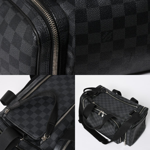 Very Good Condition LOUIS VUITTON Damier Graphite 2WAY Camera Bag Boston Bag Black Gray N58027 Used 4a009270