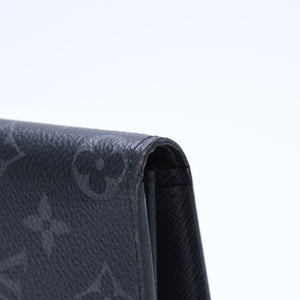 極美品 LOUIS VUITTON ルイヴィトン モノグラム エクリプス ポルトフォイユ ブラザ 二つ折り長財布 M61697 ブラック 中古 4a009271