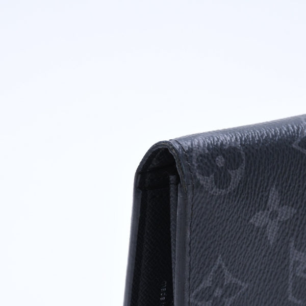 極美品 LOUIS VUITTON ルイヴィトン モノグラム エクリプス ポルトフォイユ ブラザ 二つ折り長財布 M61697 ブラック 中古 4a009271