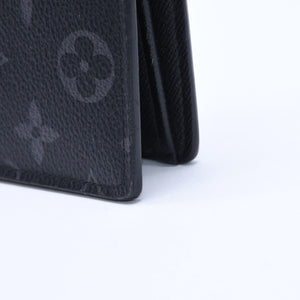 極美品 LOUIS VUITTON ルイヴィトン モノグラム エクリプス ポルトフォイユ ブラザ 二つ折り長財布 M61697 ブラック 中古 4a009271
