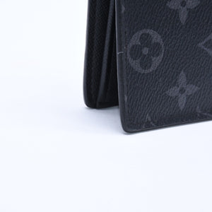 極美品 LOUIS VUITTON ルイヴィトン モノグラム エクリプス ポルトフォイユ ブラザ 二つ折り長財布 M61697 ブラック 中古 4a009271