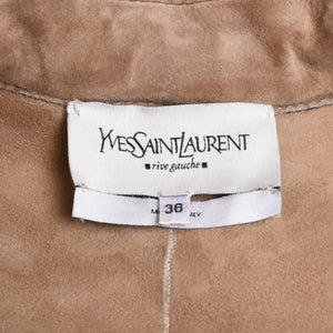 極美品 YVES SAINT LAURENT イヴサンローラン スウェード ファージャケット 135150 XS046 ムートン ベージュ サイズ36 中古 4a009336