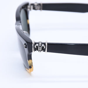 CHROME HEARTS GITTIN ANY? Gittin Any Sunglasses Eyewear Size 52□19 145 BS Flare Decoration Black Good Condition Used 4a009284