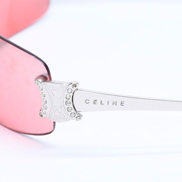 CELINE セリーヌ リムレスサングラス サングラス アイウェア ピンク×シルバー メタル SC 1047S COL 579R 美品 中古 4a009275