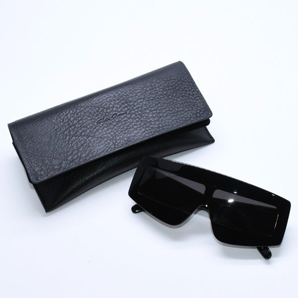 極美品 RICK OWENS リックオウエンス Phlegシールドサングラス RG0000007 ブラック ジオメトリックフレーム アクセサリー 中古 4a009281